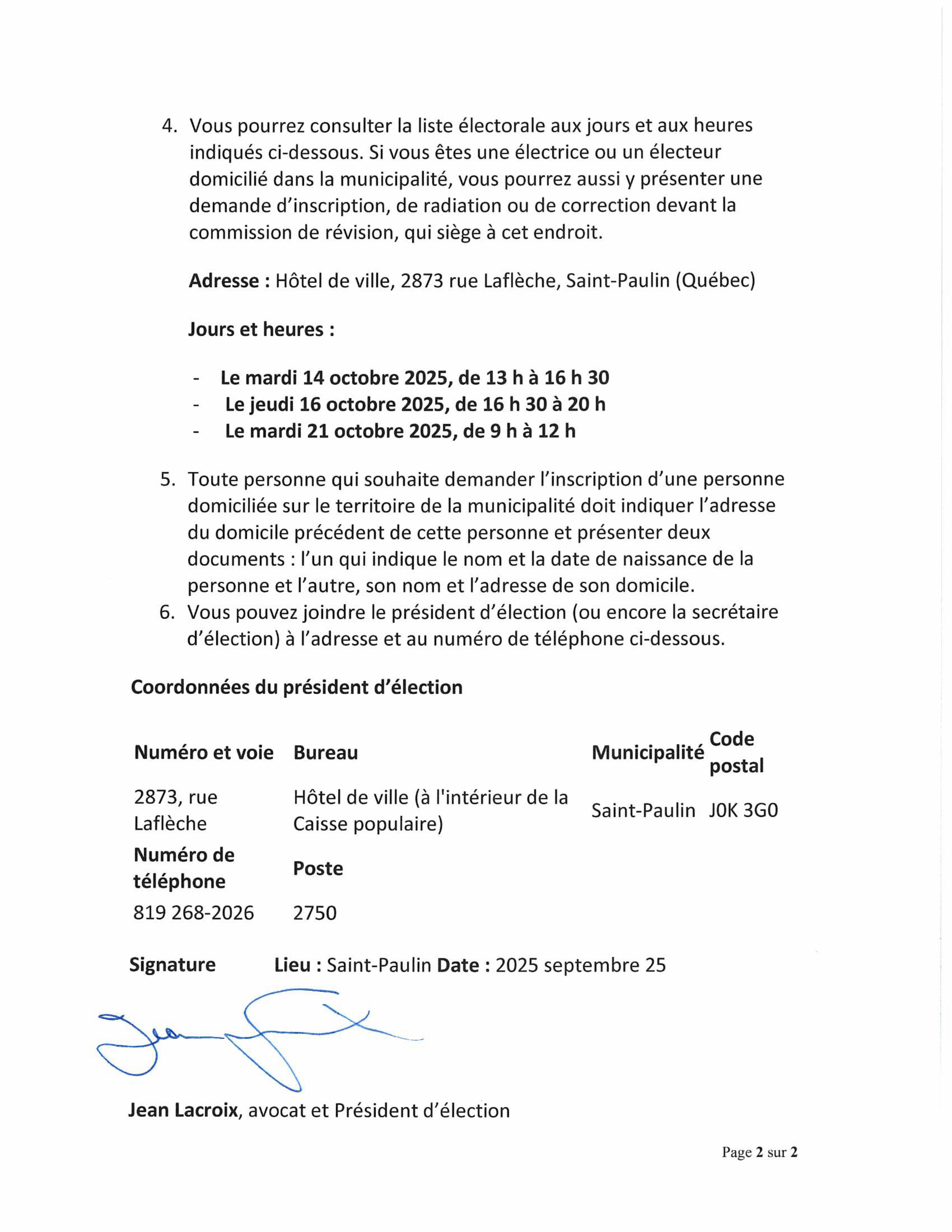 2025 09 25 avis public révision de la liste électorale images 1